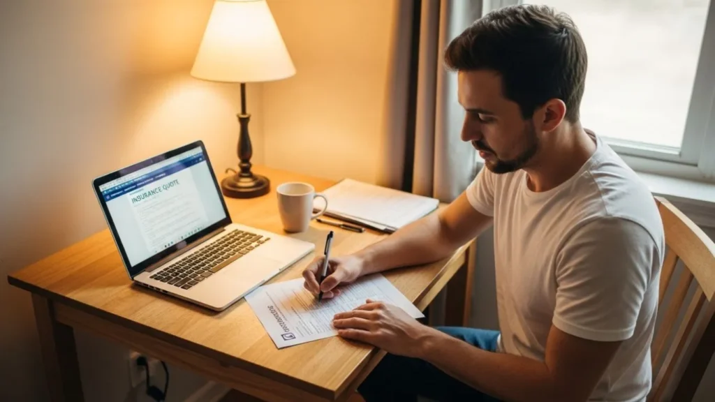 handyman filling insurance quote form