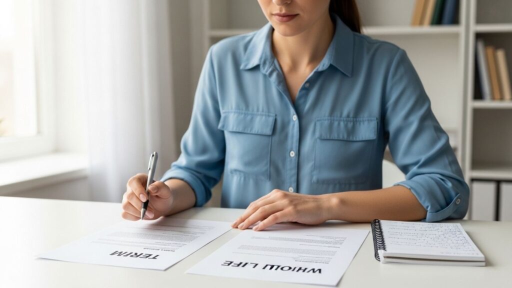 woman deciding life insurance type