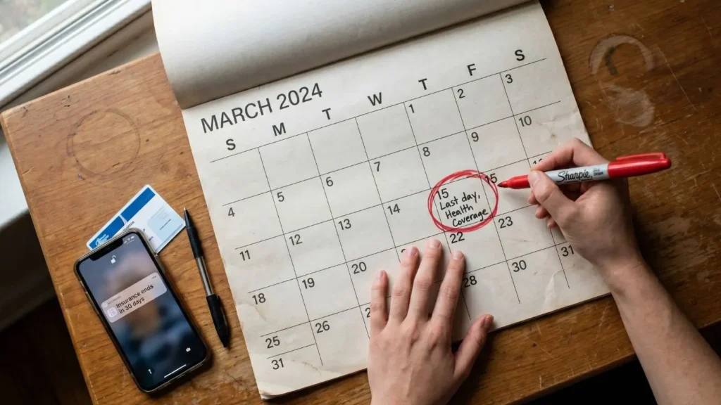 Calendar marked with insurance deadline