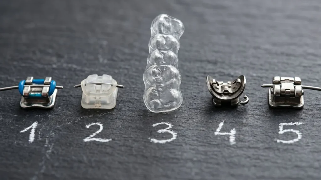 Five brace types displayed