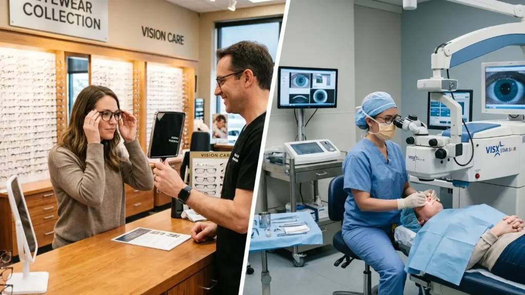 Routine eye care versus surgery