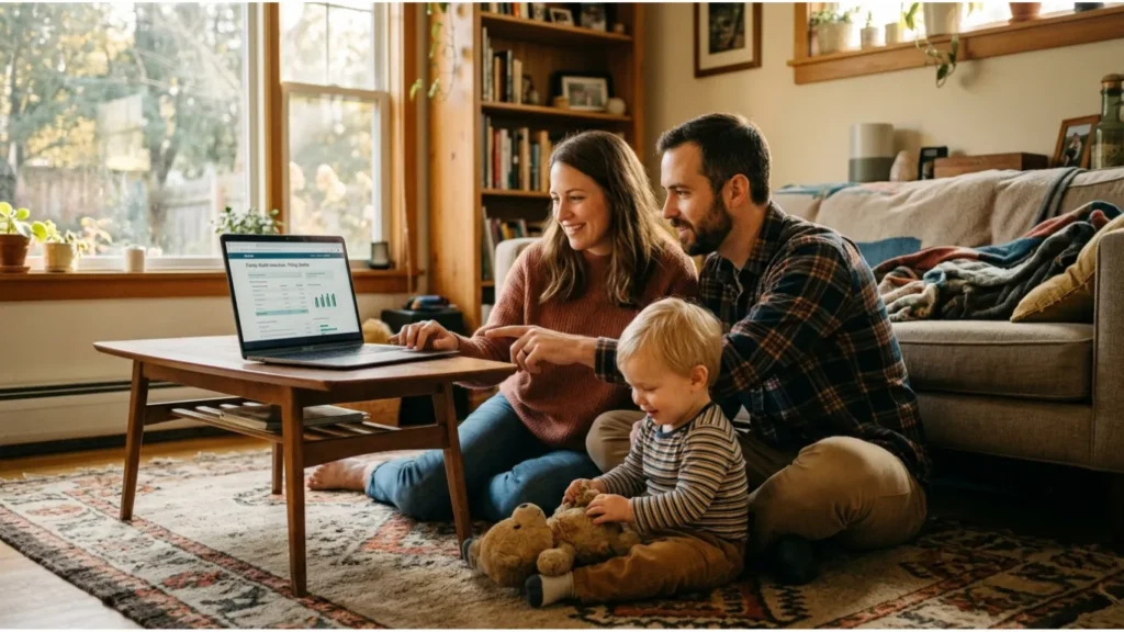 family reviewing insurance coverage