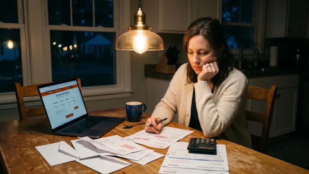 Woman reviewing insurance bill costs