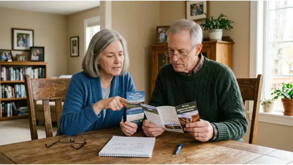 Couple comparing insurance plans