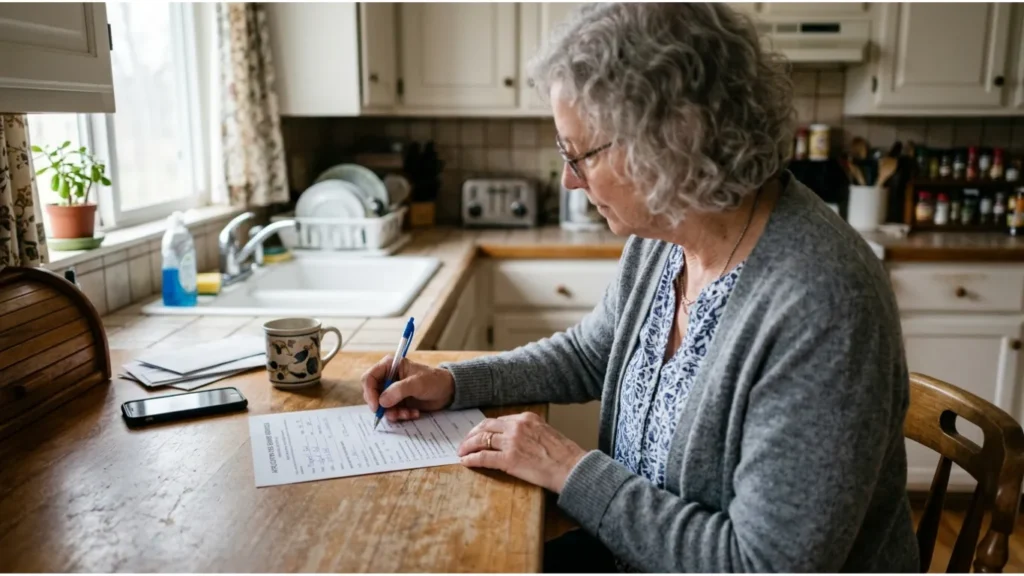 Senior completing insurance application