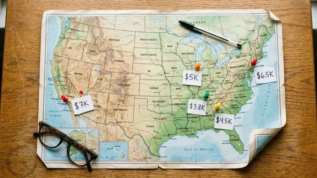 US regional price map