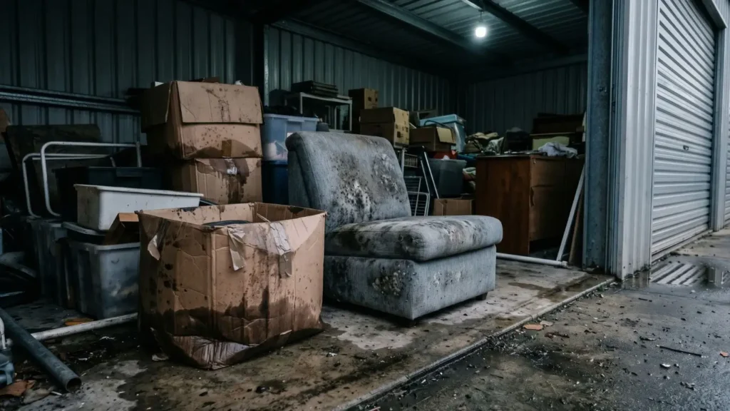 water damaged storage belongings