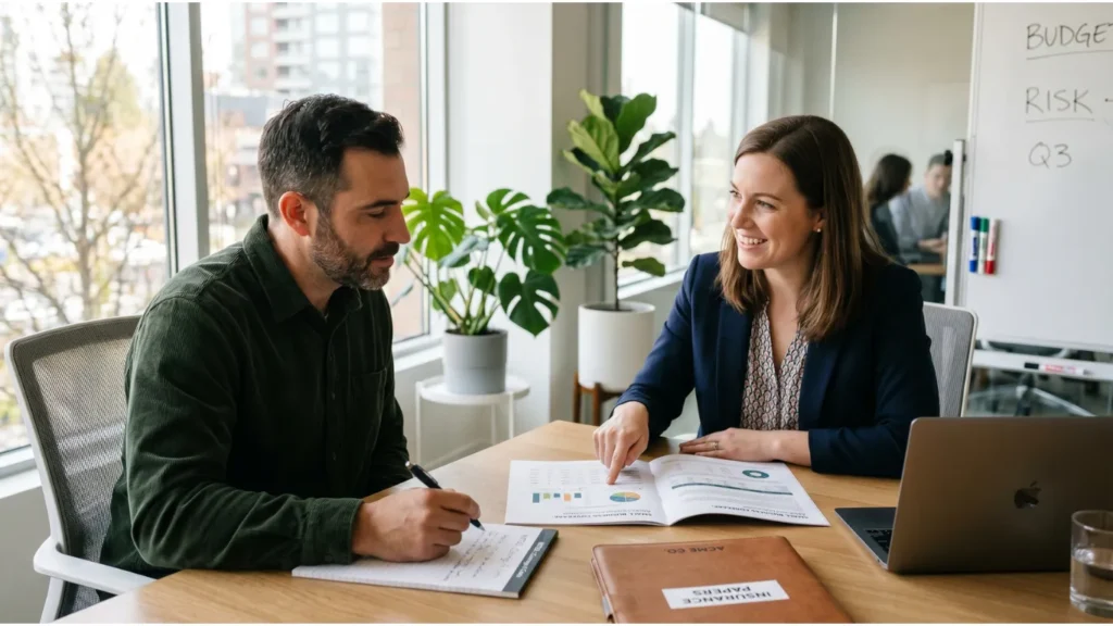 insurance agent reviewing documents