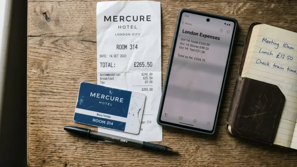 Hotel room temporary housing receipt