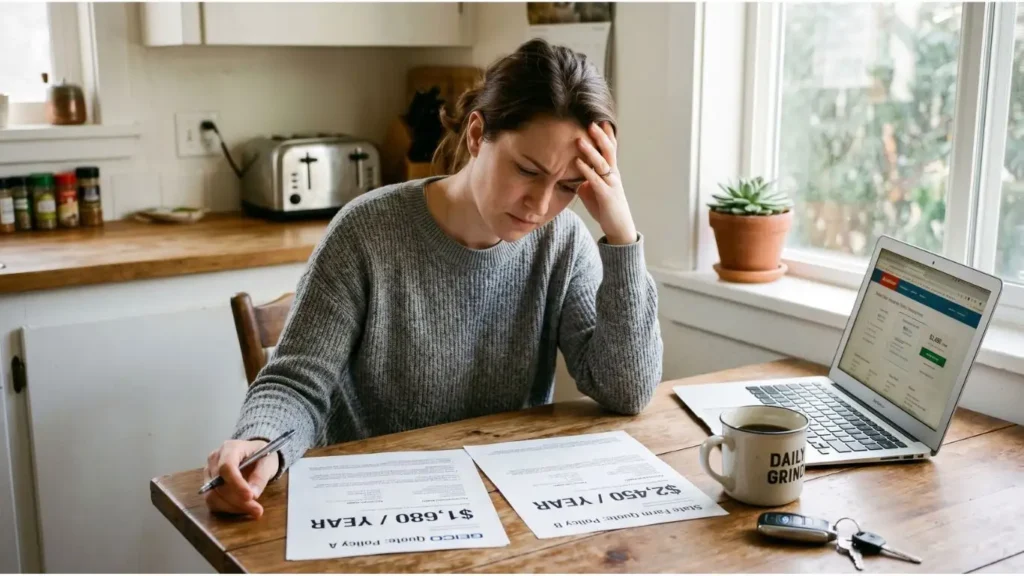 Woman comparing insurance quotes