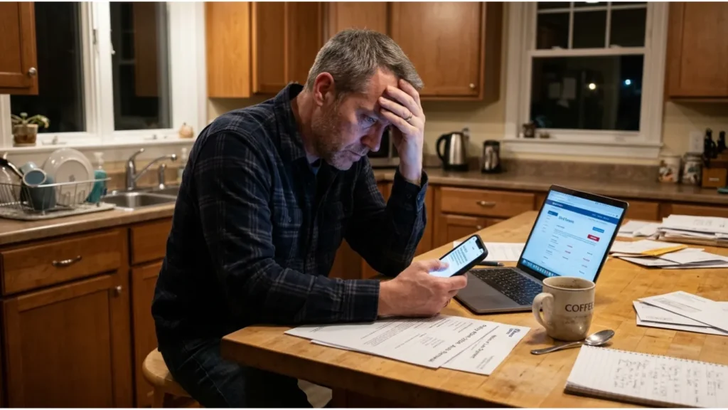 stressed man missing insurance payment