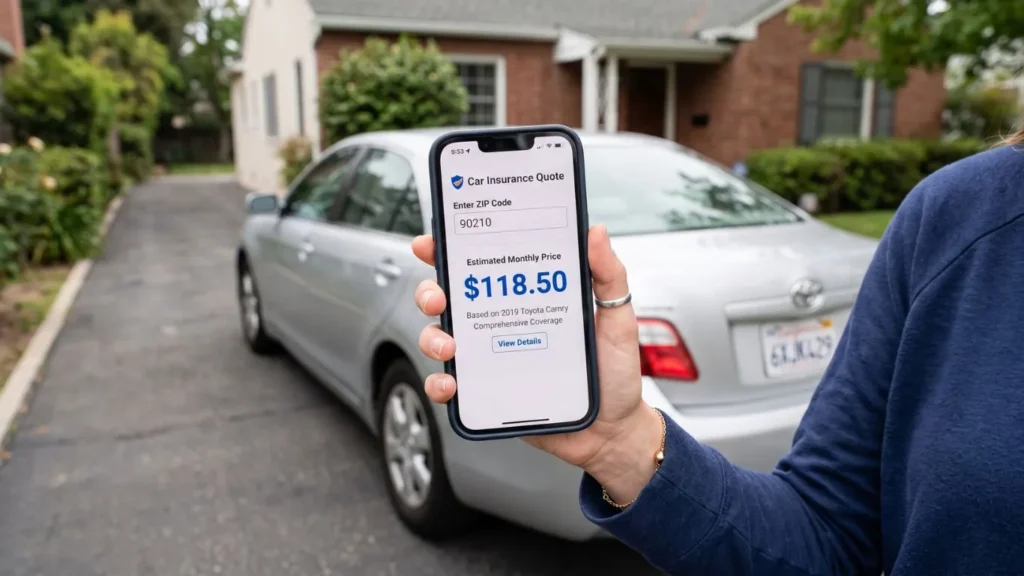 Phone showing insurance estimate result