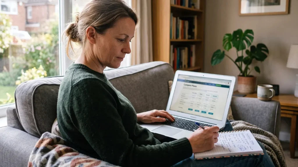 Woman comparing insurance options