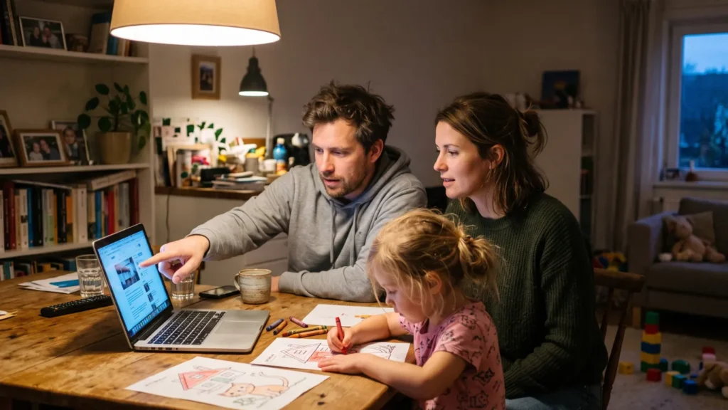 family reviewing insurance coverage together